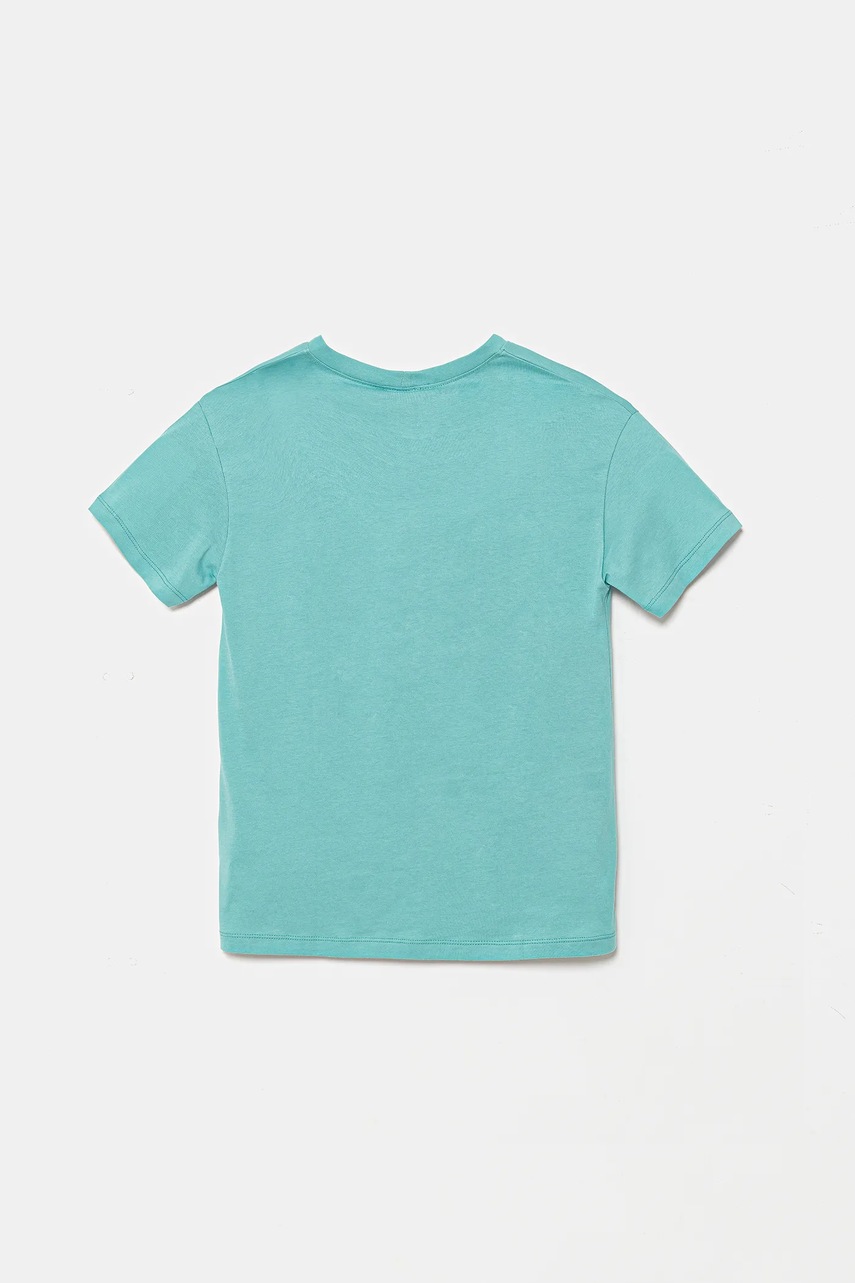 Детская хлопковая футболка United Colors of Benetton цвет бирюзовый с принтом 3I1XC10P7