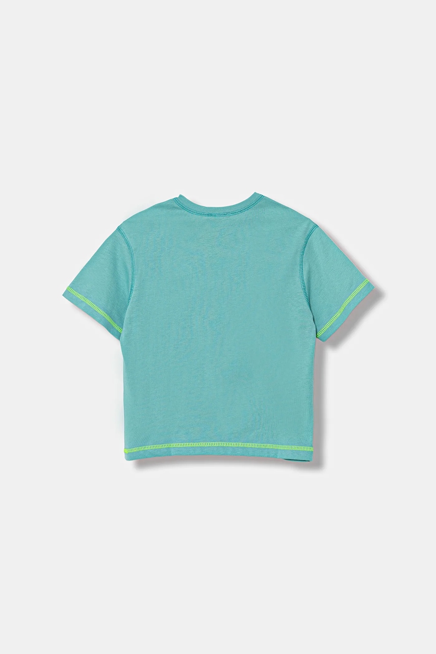 Детская хлопковая футболка United Colors of Benetton цвет бирюзовый с принтом 3I1XG10JG Детская хлопковая футболка United Colors of Benetton цвет бирюзовый с принтом 3I1XG10JG
