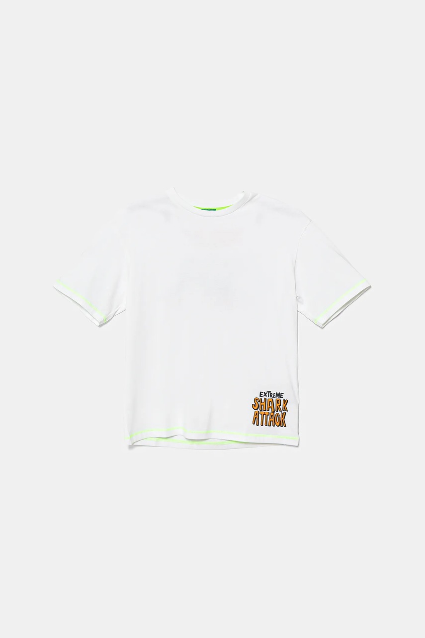 Хлопковая футболка United Colors of Benetton цвет белый с принтом 3I1XC10P6 Хлопковая футболка United Colors of Benetton цвет белый с принтом 3I1XC10P6