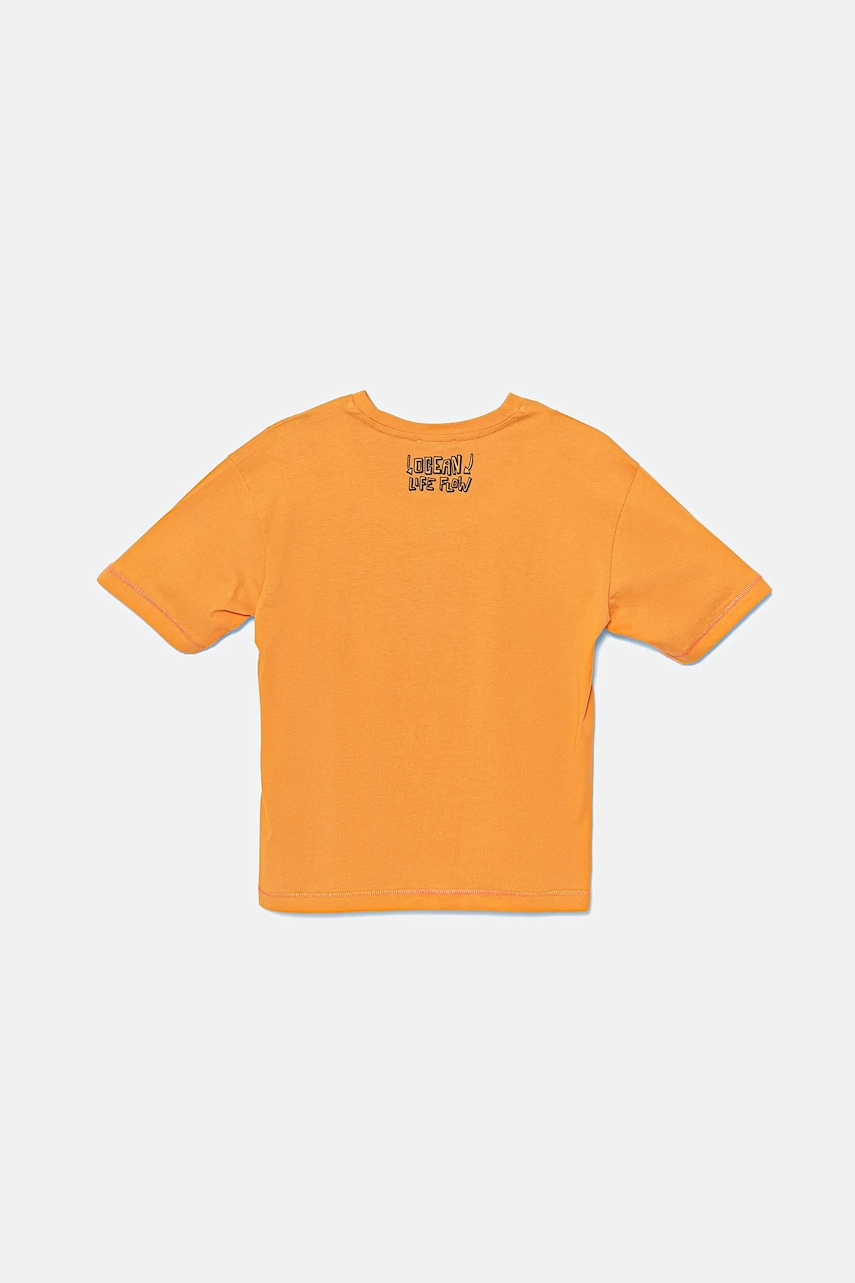 Хлопковая футболка United Colors of Benetton цвет оранжевый с принтом 3I1XC10P6 Хлопковая футболка United Colors of Benetton цвет оранжевый с принтом 3I1XC10P6