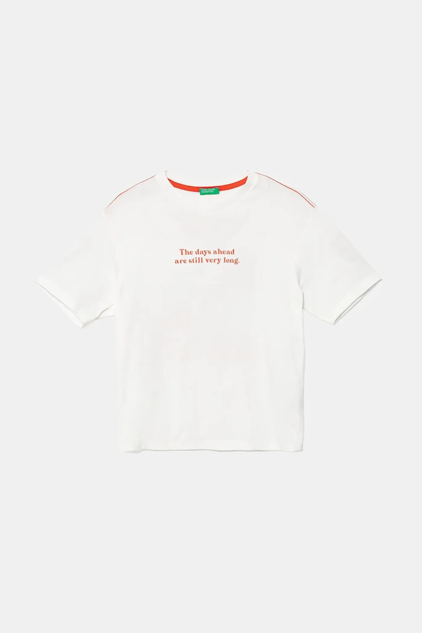 United Colors of Benetton tricou de bumbac pentru copii culoarea alb, cu imprimeu, 3I1XC10P4