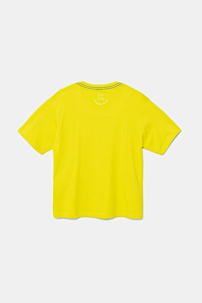 Детская хлопковая футболка United Colors of Benetton цвет зелёный с принтом 3I1XC10P4 Детская хлопковая футболка United Colors of Benetton цвет зелёный с принтом 3I1XC10P4