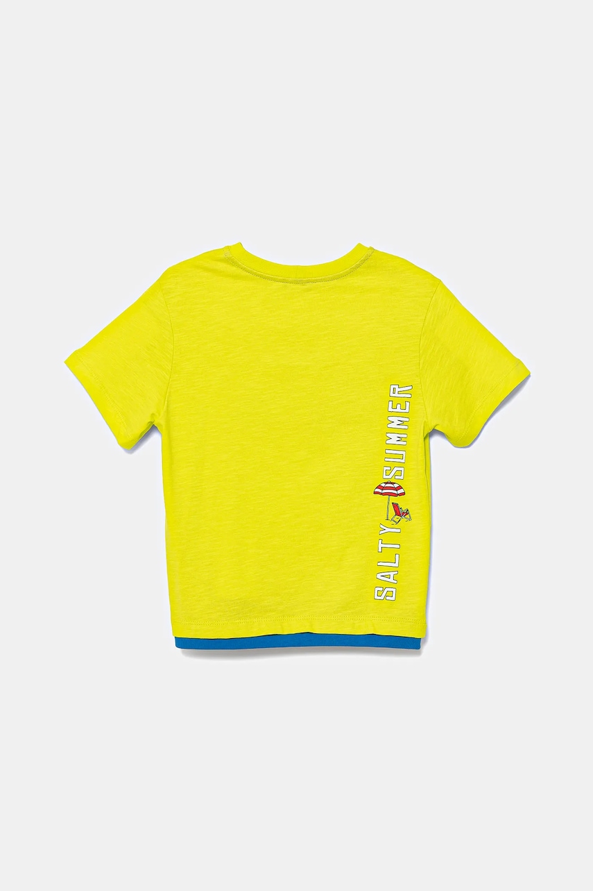 Детская хлопковая футболка United Colors of Benetton цвет зелёный с принтом 3SLUG10JF Детская хлопковая футболка United Colors of Benetton цвет зелёный с принтом 3SLUG10JF