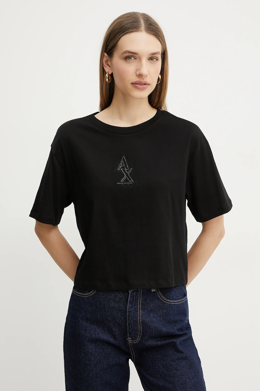 Levně Bavlněné tričko Armani Exchange černá barva, XW000102 AF10359
