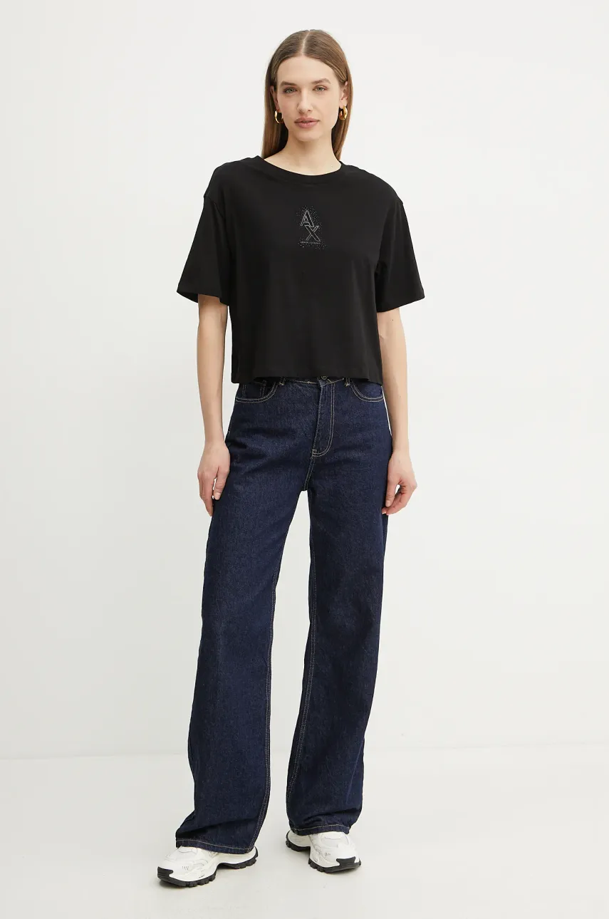 Хлопковая футболка Armani Exchange женская цвет чёрный XW000102 AF10359 Хлопковая футболка Armani Exchange женская цвет чёрный XW000102 AF10359