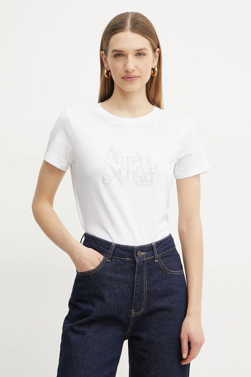 Levně Bavlněné tričko Armani Exchange bílá barva, XW000109 AF10359