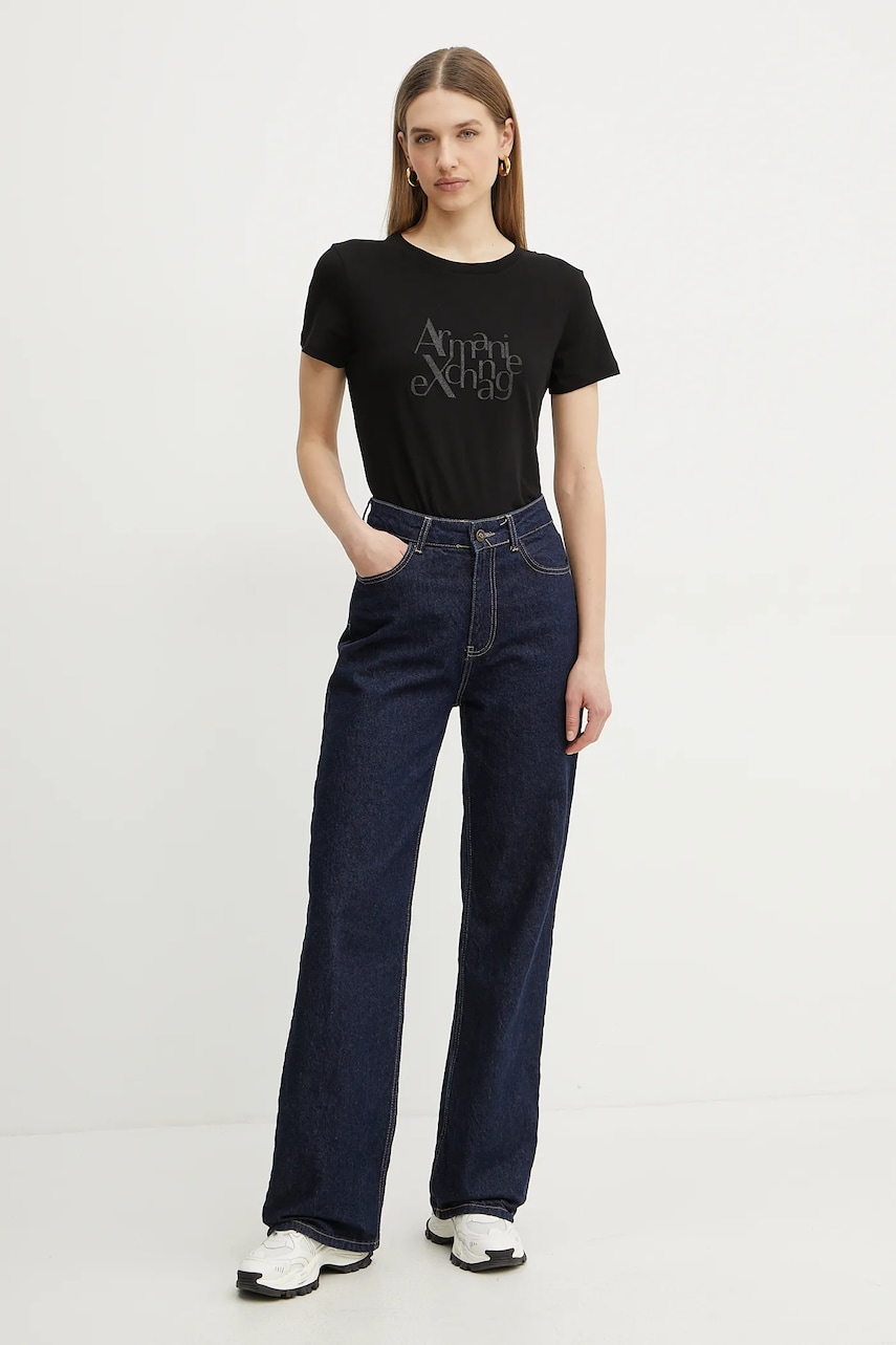Хлопковая футболка Armani Exchange женская цвет чёрный XW000109 AF10359 Хлопковая футболка Armani Exchange женская цвет чёрный XW000109 AF10359