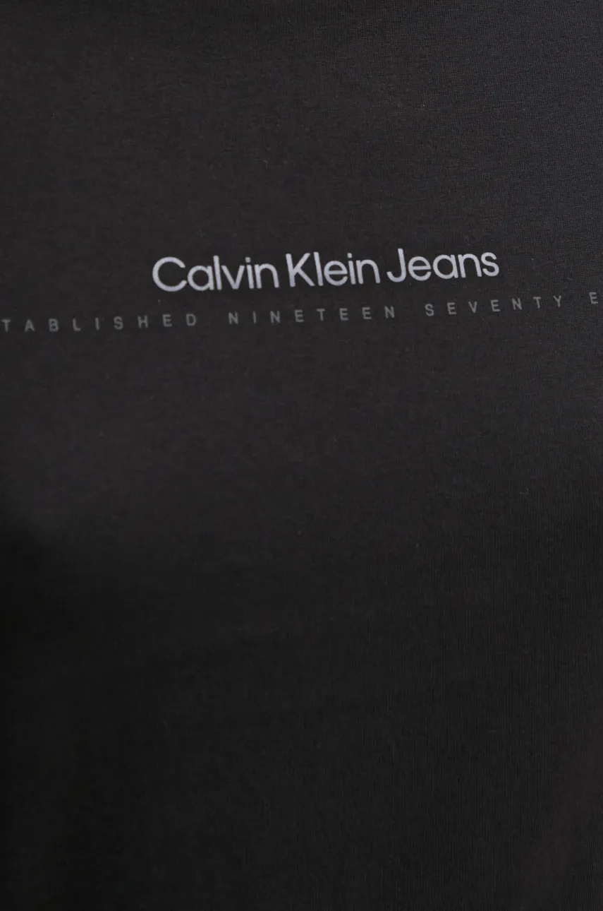 Bombažna Kratka Majica Calvin Klein Jeans ženska, črna Barva, J20J224990