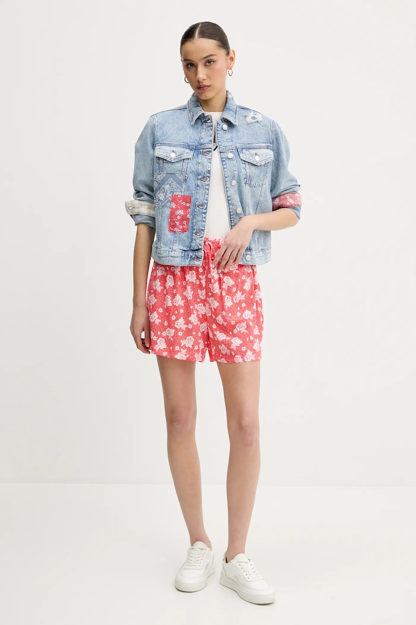 Хлопковая футболка Tommy Jeans женская цвет бежевый DW0DW19447 Хлопковая футболка Tommy Jeans женская цвет бежевый DW0DW19447