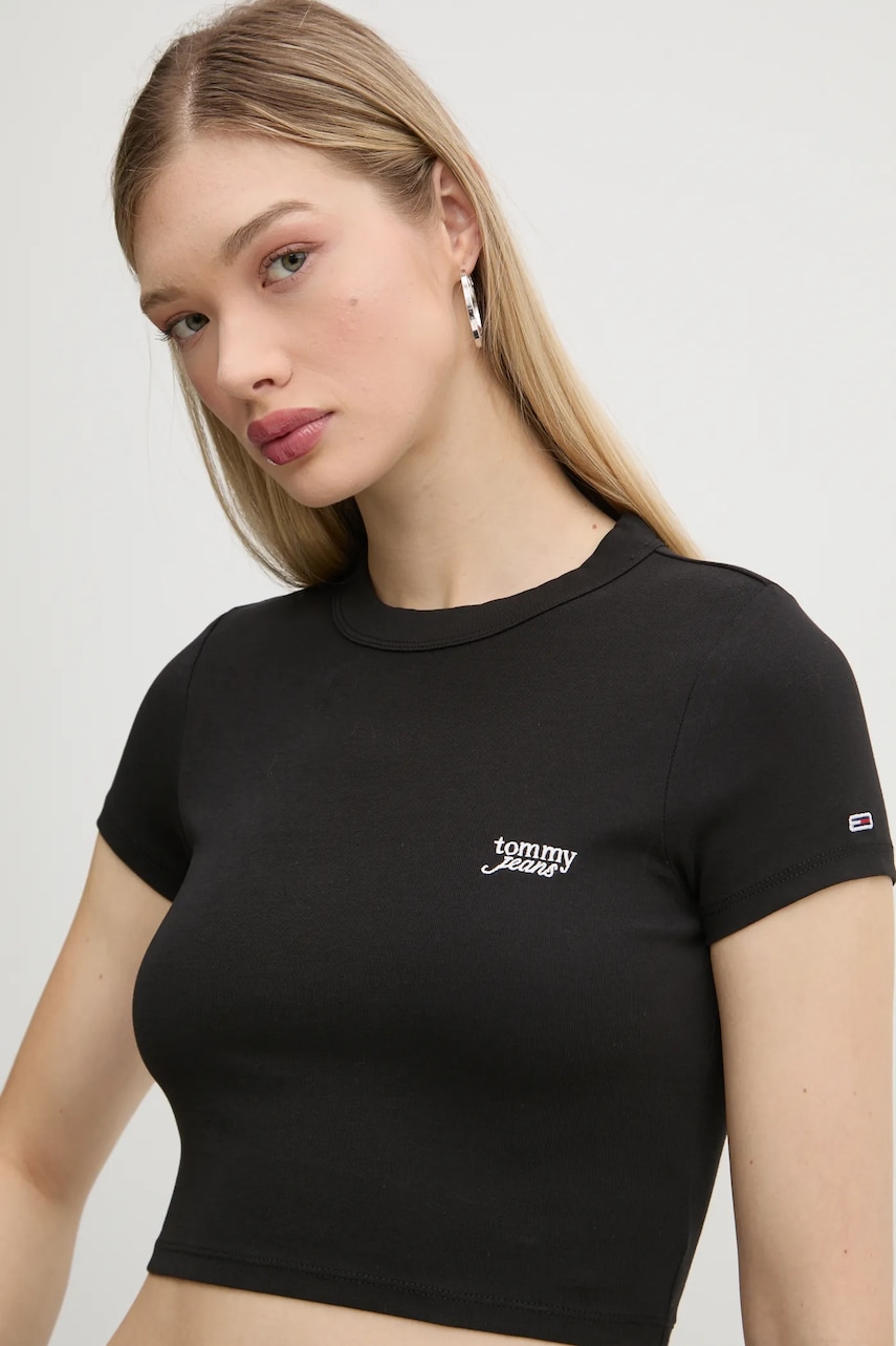 Tommy Jeans tricou femei, culoarea negru, DW0DW19458