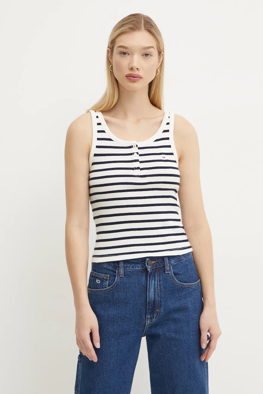 Tommy Jeans top femei, culoarea bleumarin, DW0DW19492 Tommy Jeans top femei, culoarea bleumarin, DW0DW19492