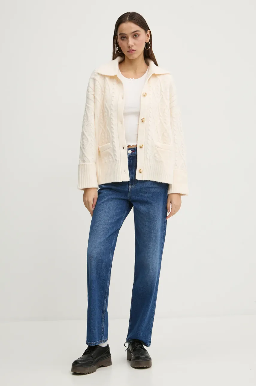 Футболка Tommy Jeans женская цвет бежевый DW0DW19504 Футболка Tommy Jeans женская цвет бежевый DW0DW19504