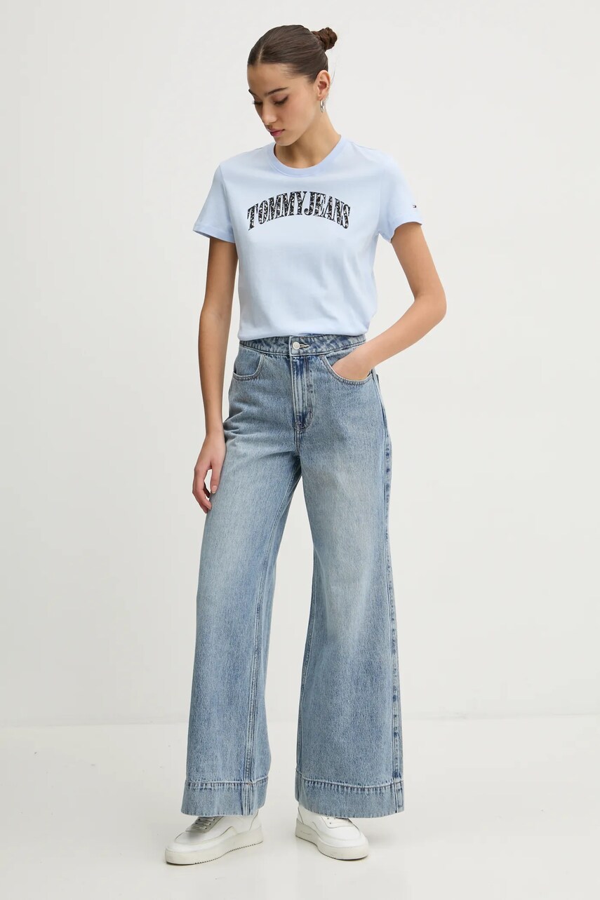 Хлопковая футболка Tommy Jeans женская DW0DW20161 Хлопковая футболка Tommy Jeans женская DW0DW20161