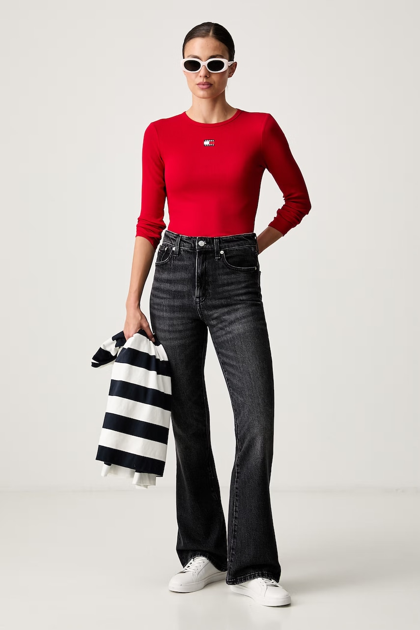 Tommy Jeans μακρυμάνικο γυναικείο βαμβακερό με ελαστάν