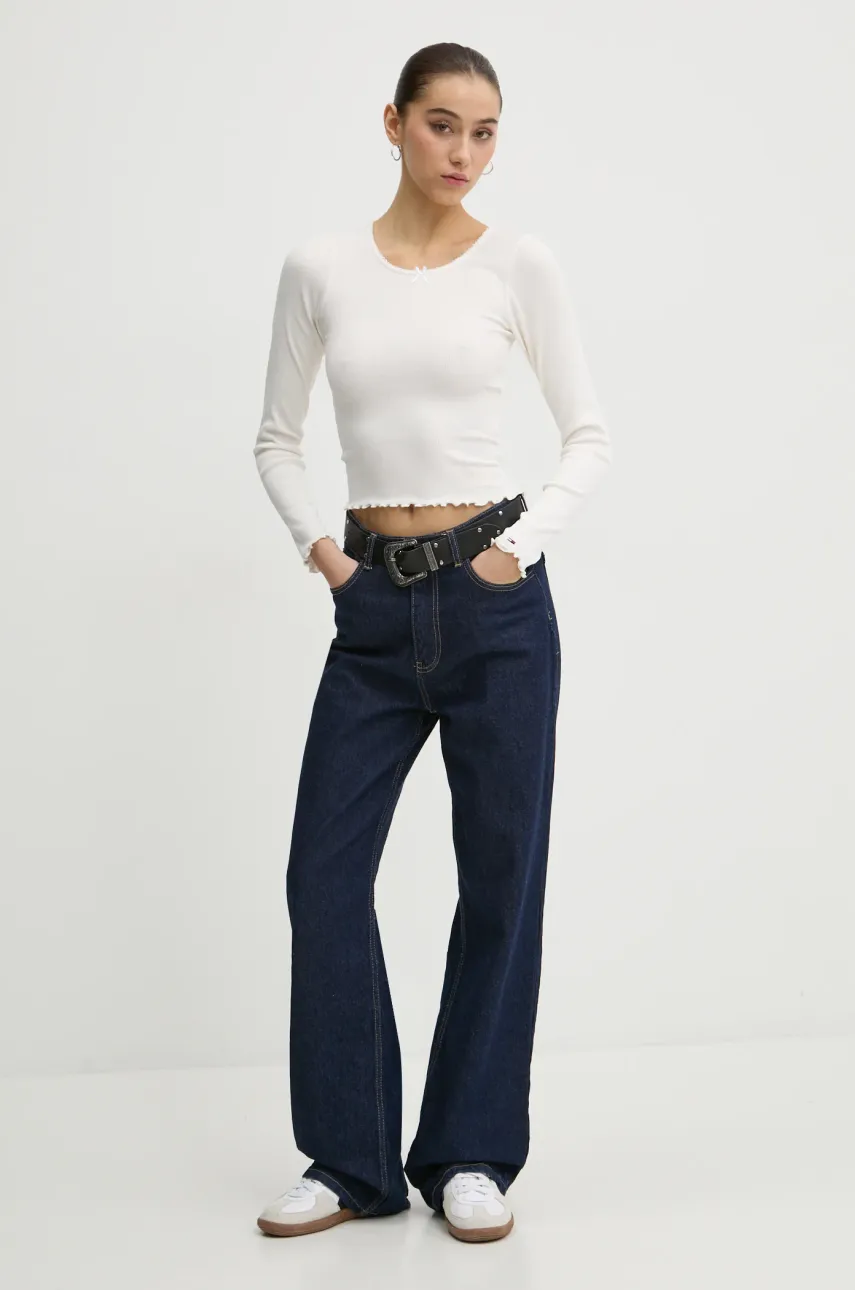 Лонгслив Tommy Jeans женский цвет бежевый DW0DW20277 Лонгслив Tommy Jeans женский цвет бежевый DW0DW20277