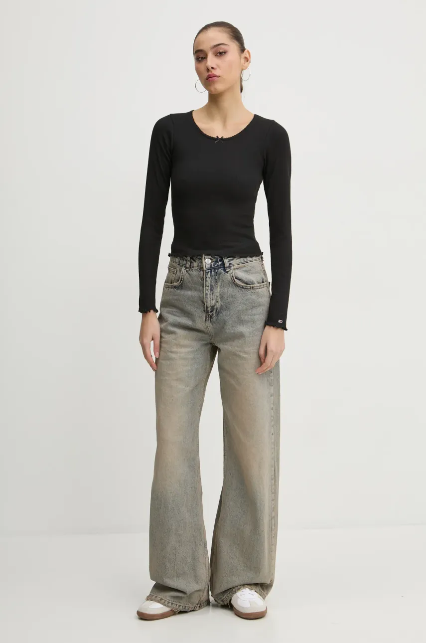 Лонгслив Tommy Jeans женский цвет чёрный DW0DW20277 Лонгслив Tommy Jeans женский цвет чёрный DW0DW20277