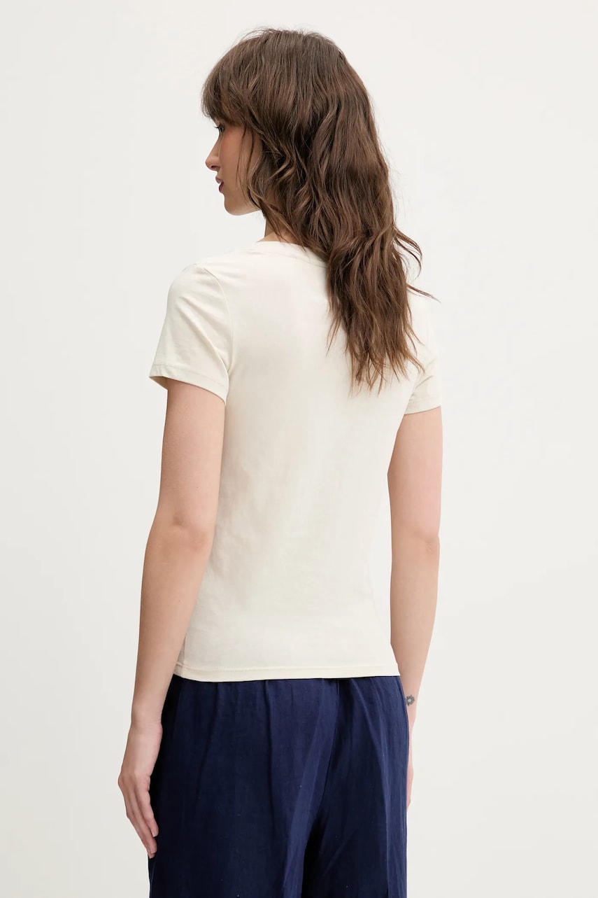 Хлопковая футболка Tommy Jeans женская цвет бежевый DW0DW20458 Хлопковая футболка Tommy Jeans женская цвет бежевый DW0DW20458
