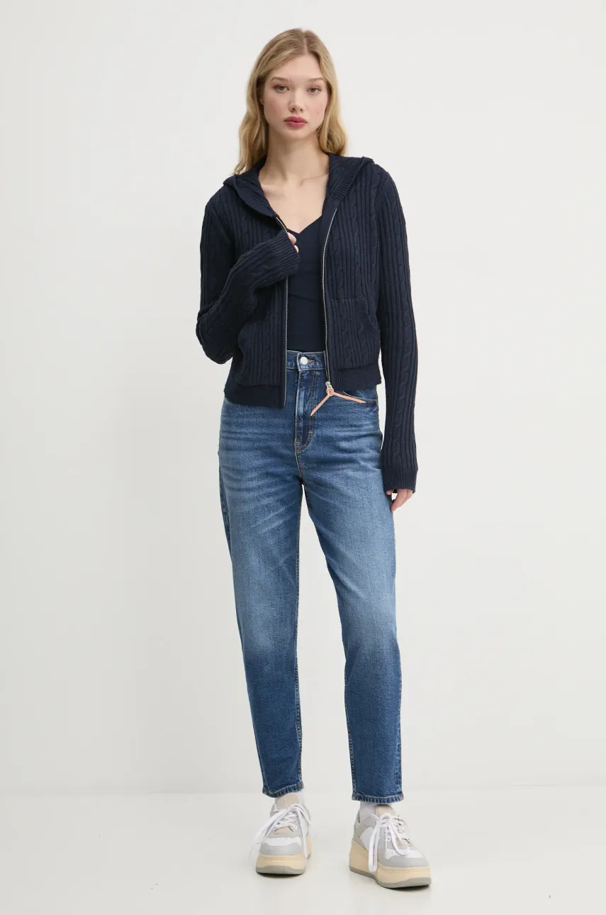 Хлопковая футболка Tommy Jeans женская цвет синий DW0DW20458 Хлопковая футболка Tommy Jeans женская цвет синий DW0DW20458
