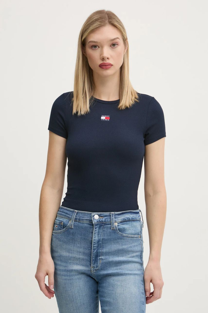 Tommy Jeans tricou femei, culoarea albastru marin, DW0DW20463