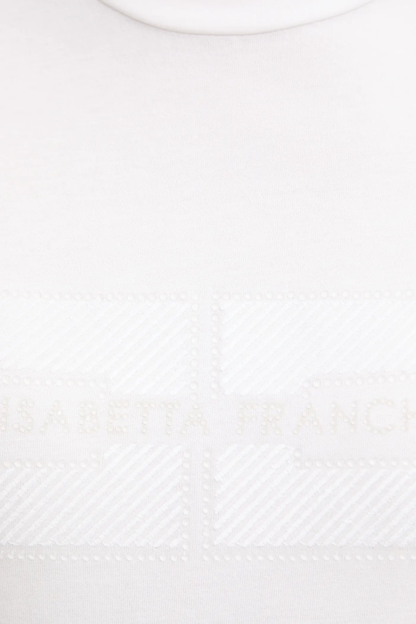 Βαμβακερό μπλουζάκι Elisabetta Franchi γυναικείο, χρώμα: άσπρο, MA00251E2 φωτογραφία