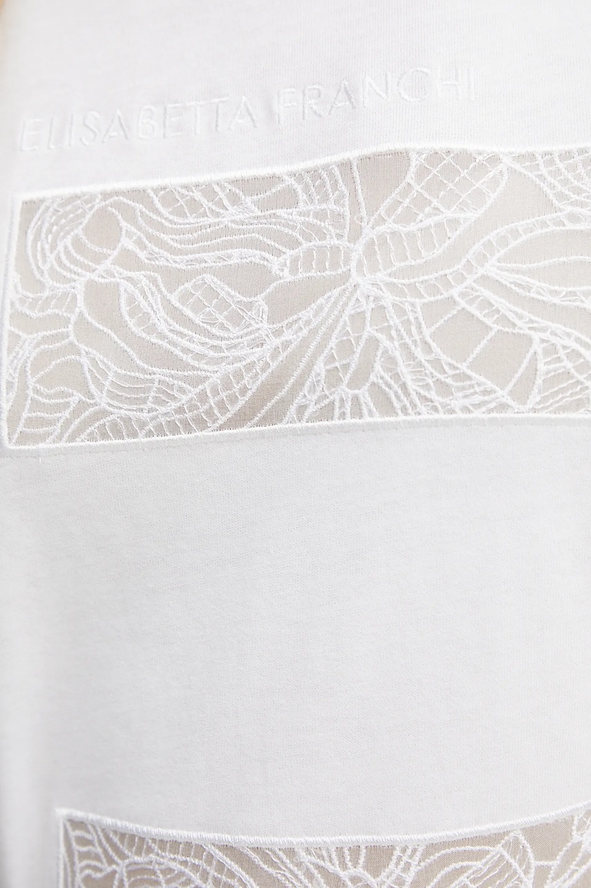 Βαμβακερό μπλουζάκι Elisabetta Franchi γυναικείο, χρώμα: άσπρο, MA03151E2 φωτογραφία