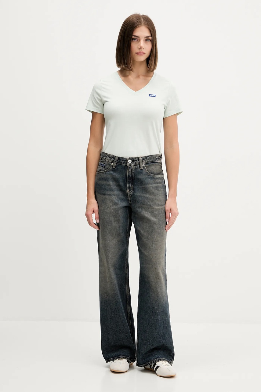 Хлопковая футболка Hugo Blue цвет чёрный 50513667