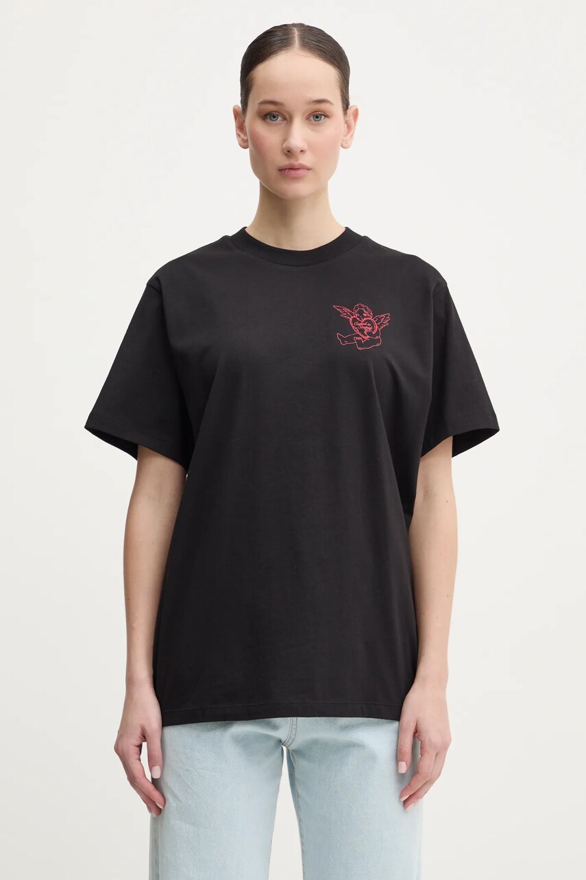 Hugo Blue tricou din bumbac femei, culoarea negru, 50533958