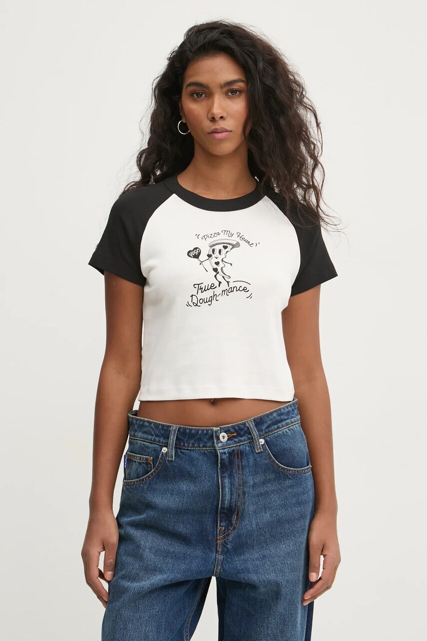 Hugo Blue tricou din bumbac femei, culoarea bej, 50533973