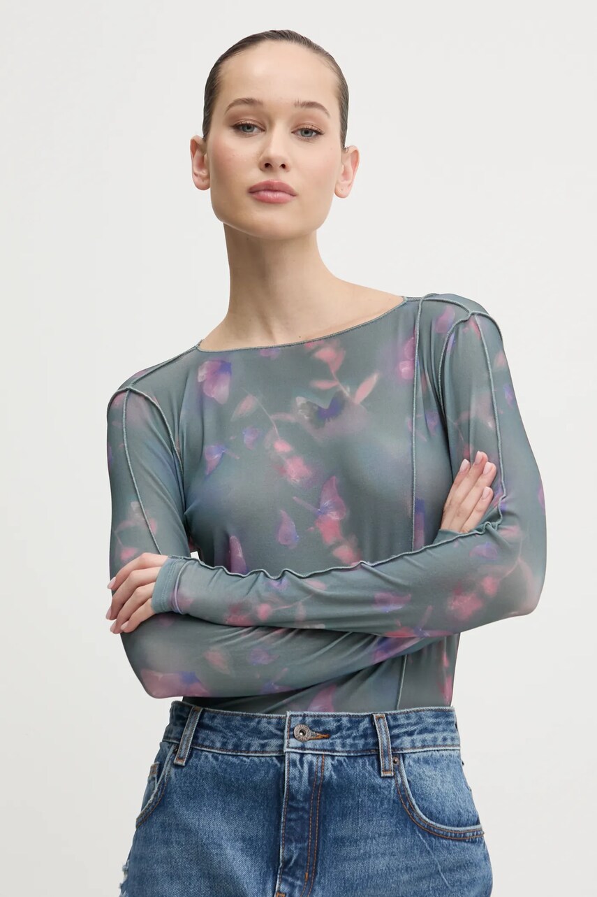 HUGO bluza femei, culoarea verde, modelator, 50530450