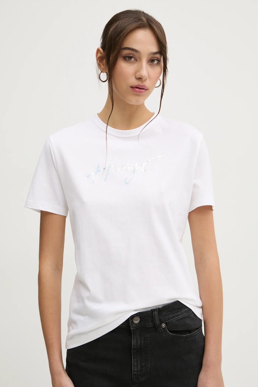 HUGO tricou din bumbac femei, culoarea alb, 50535491