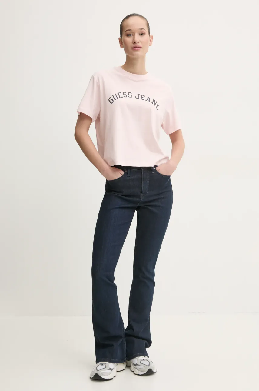 Хлопковая футболка Guess Jeans женская цвет розовый W5RI41 K8HM0 Хлопковая футболка Guess Jeans женская цвет розовый W5RI41 K8HM0