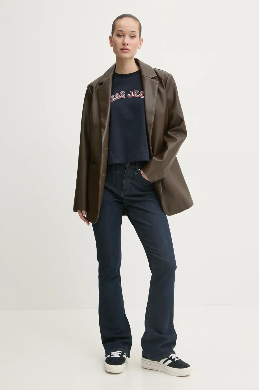 Хлопковая футболка Guess Jeans женская цвет синий W5RI41 K8HM0 Хлопковая футболка Guess Jeans женская цвет синий W5RI41 K8HM0