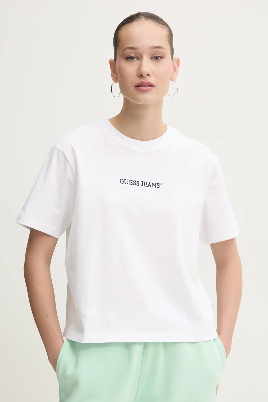 Levně Bavlněné tričko Guess Jeans bílá barva, W5RI42 K8HM0
