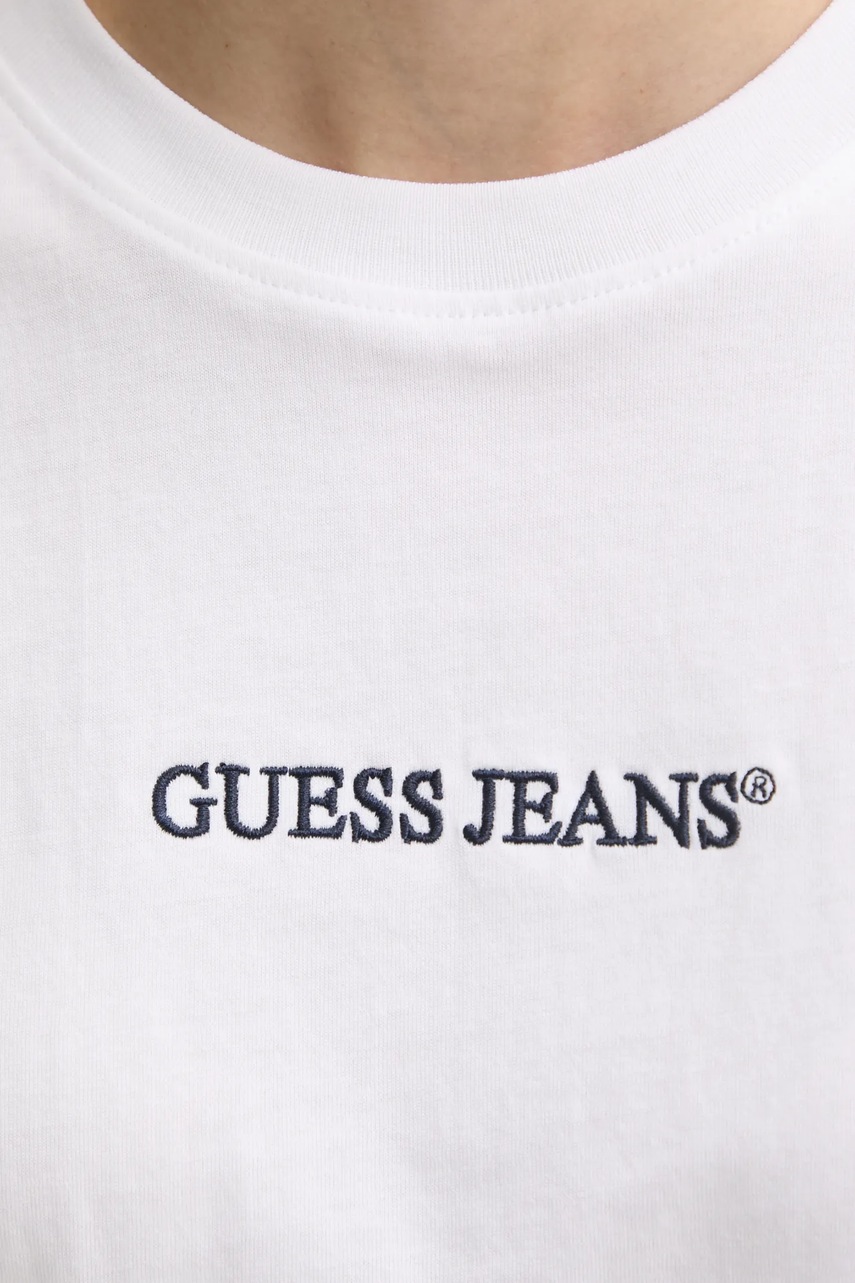 Βαμβακερό μπλουζάκι Guess Jeans γυναικείο, χρώμα: άσπρο, W5RI42 K8HM0 φωτογραφία