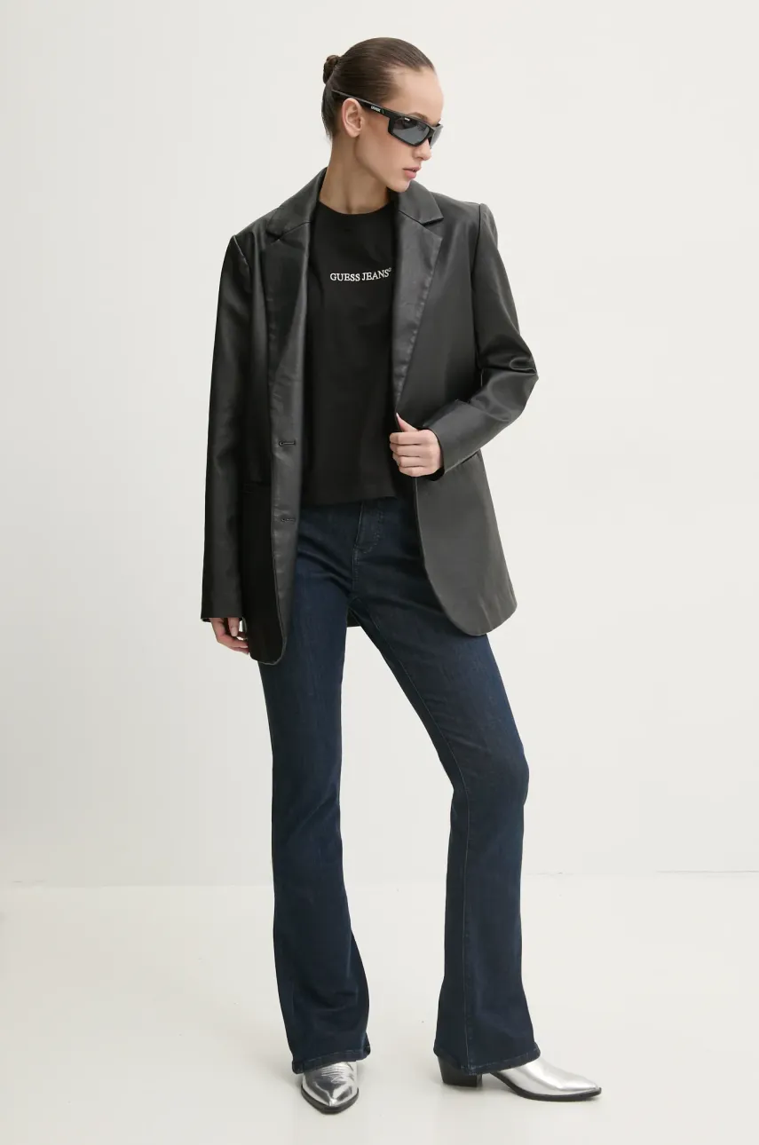 Хлопковая футболка Guess Jeans женская цвет чёрный W5RI42 K8HM0 Хлопковая футболка Guess Jeans женская цвет чёрный W5RI42 K8HM0