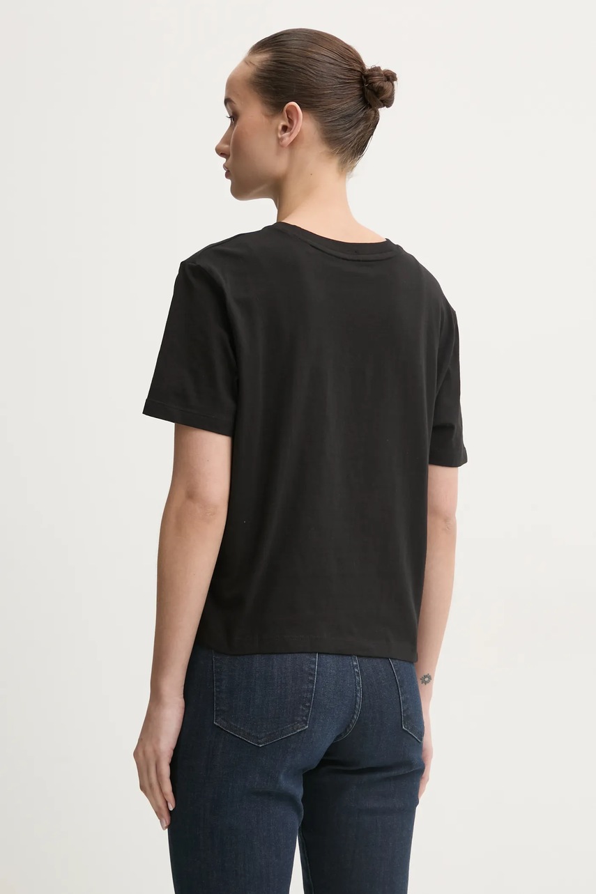 Βαμβακερό μπλουζάκι Guess Jeans γυναικείο, χρώμα: μαύρο, W5RI42 K8HM0 φωτογραφία