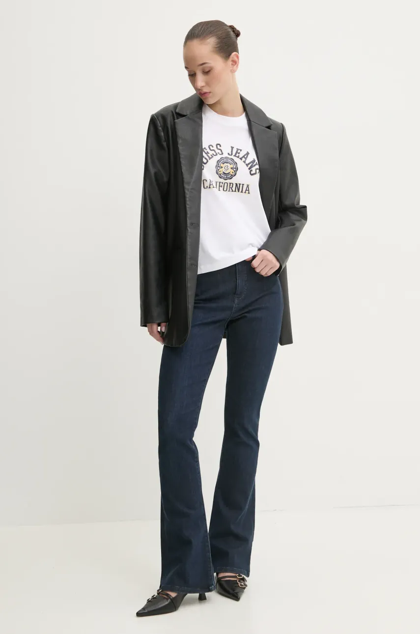 Хлопковая футболка Guess Jeans женская цвет белый W5RI43 K8HM0 Хлопковая футболка Guess Jeans женская цвет белый W5RI43 K8HM0