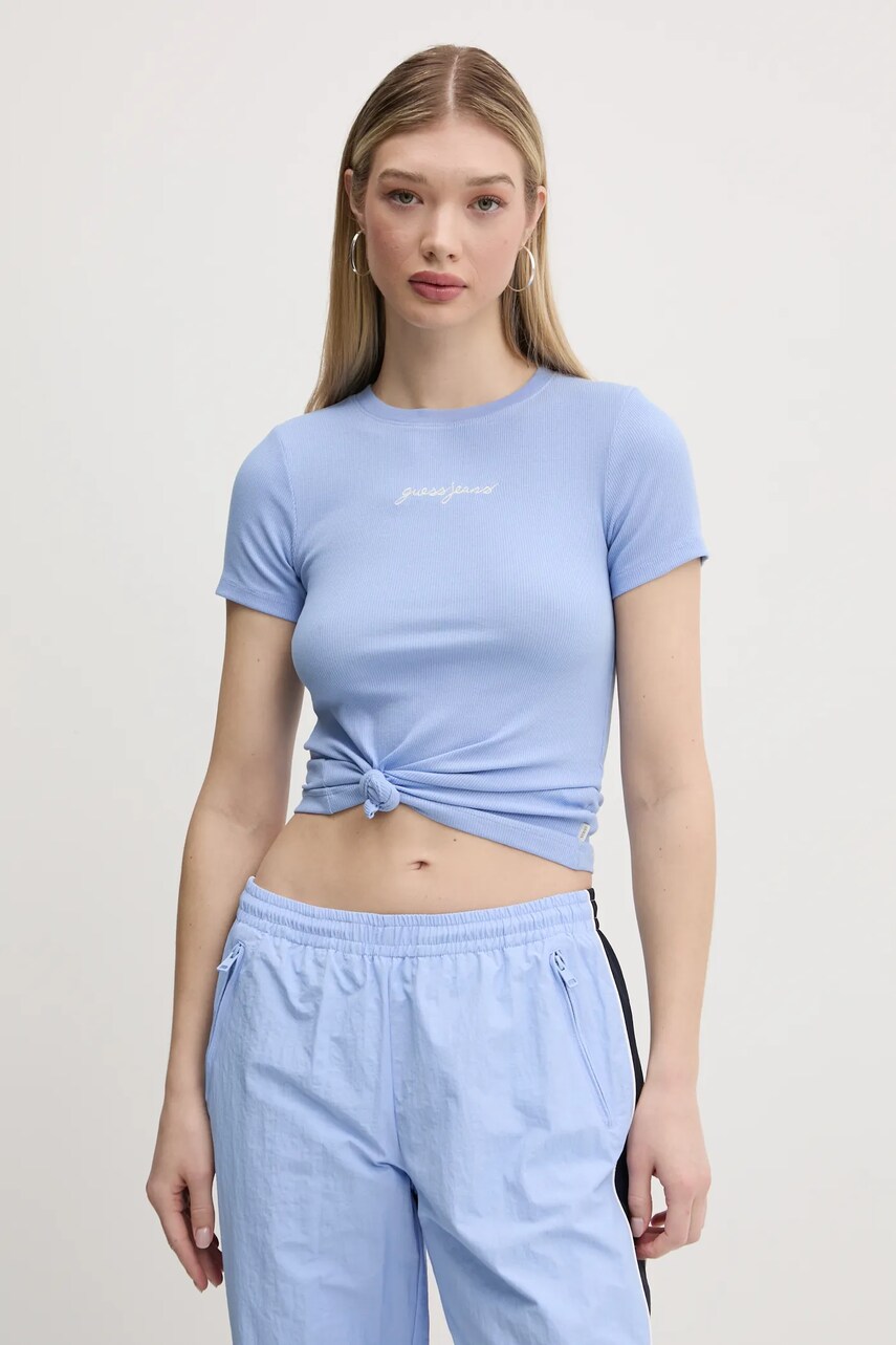 Levně Tričko Guess Jeans tyrkysová barva, W5RI57 KA0H1