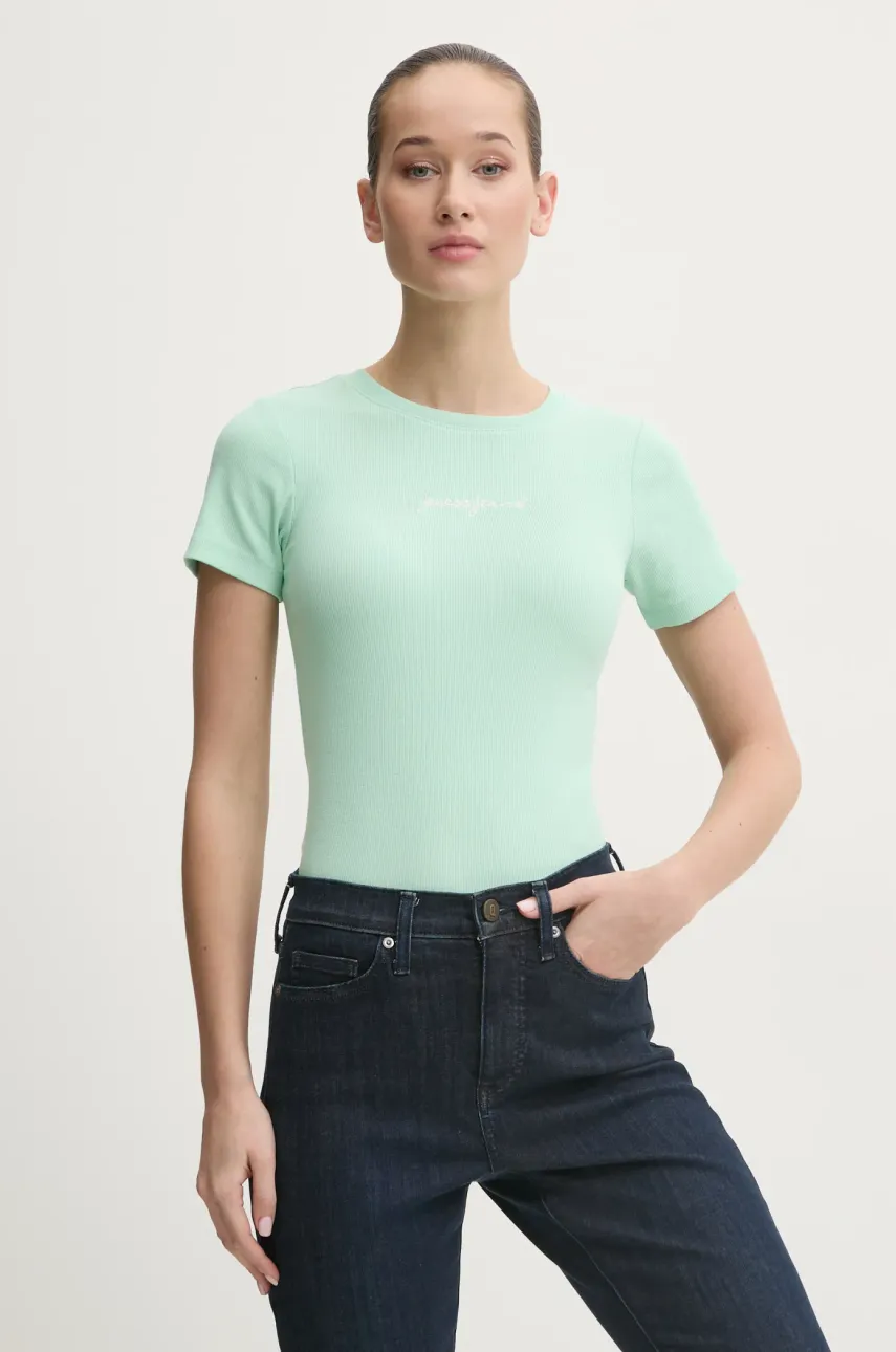 Levně Tričko Guess Jeans zelená barva, W5RI57 KA0H1