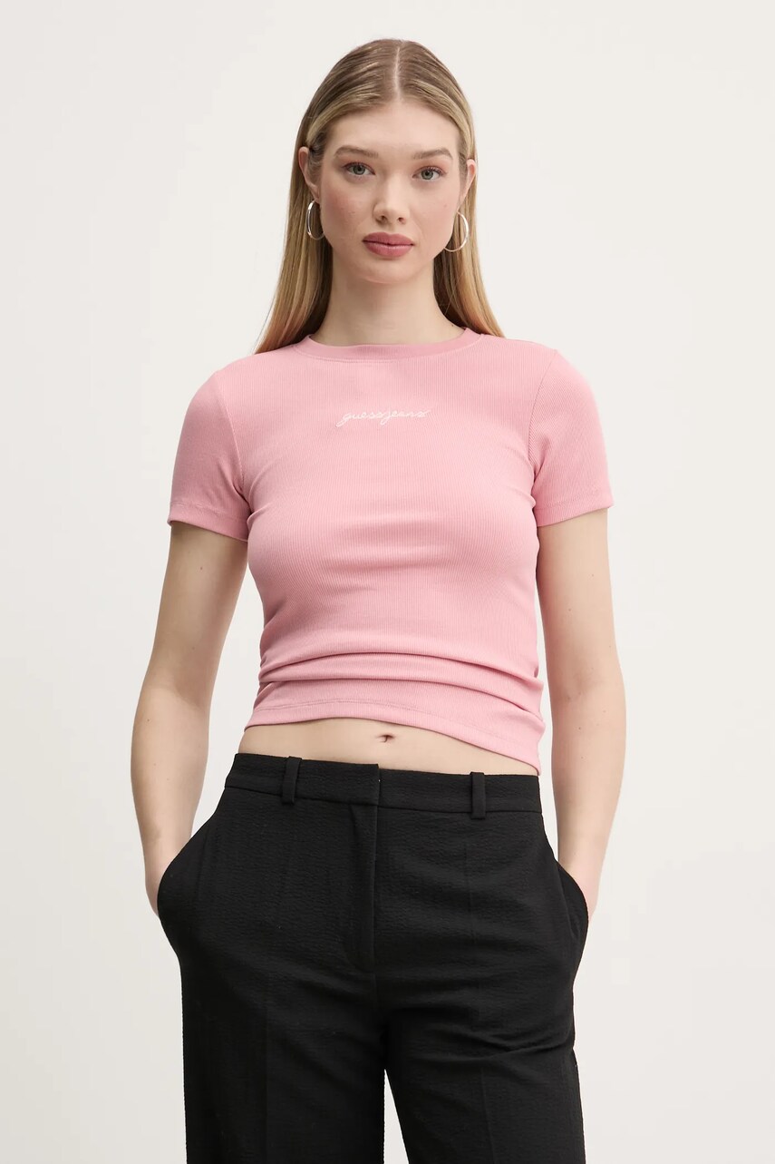 Levně Tričko Guess Jeans růžová barva, W5RI57 KA0H1