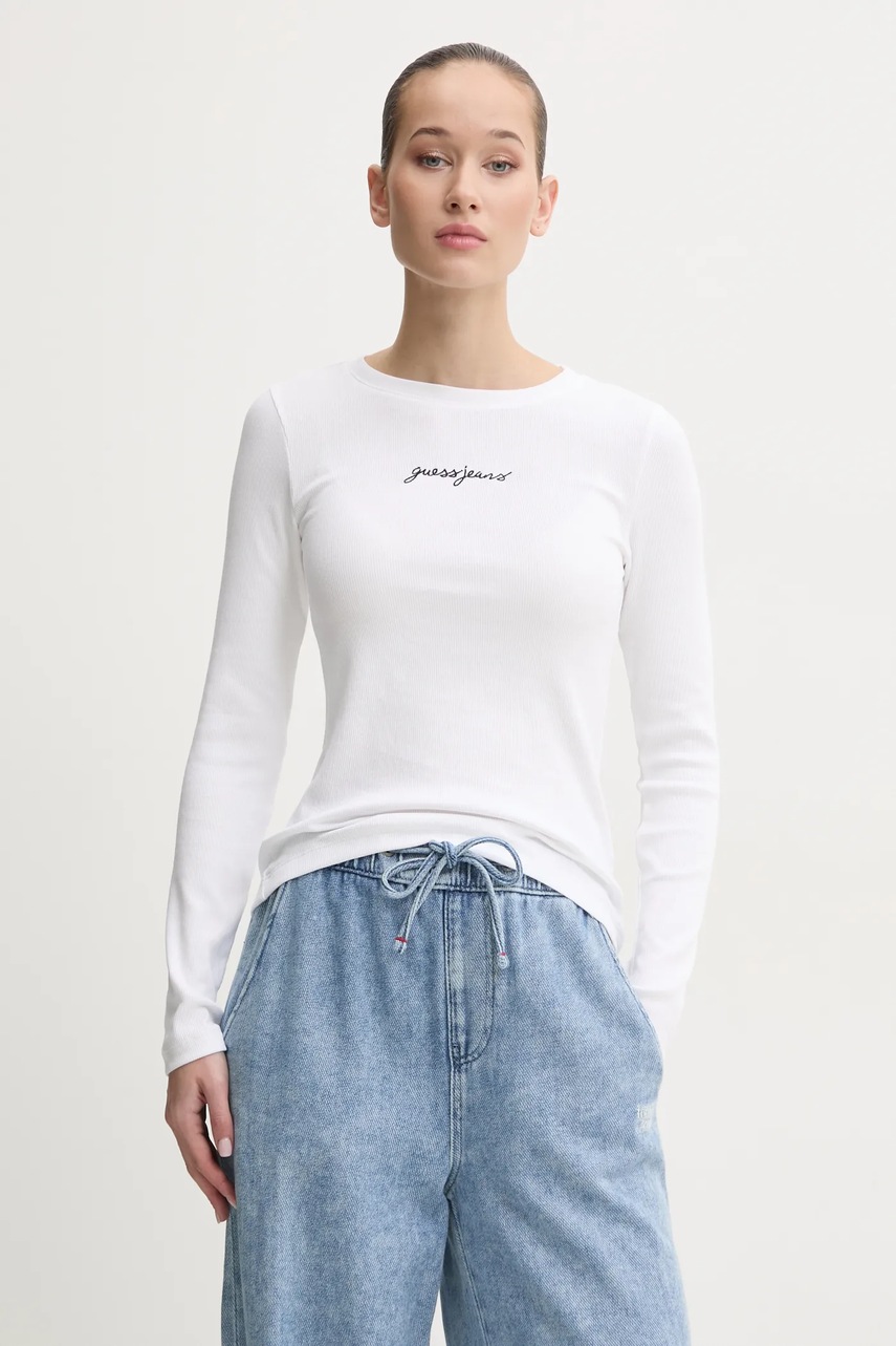 Лонгслів Guess Jeans жіночий колір білий W5RI58 KA0H1 