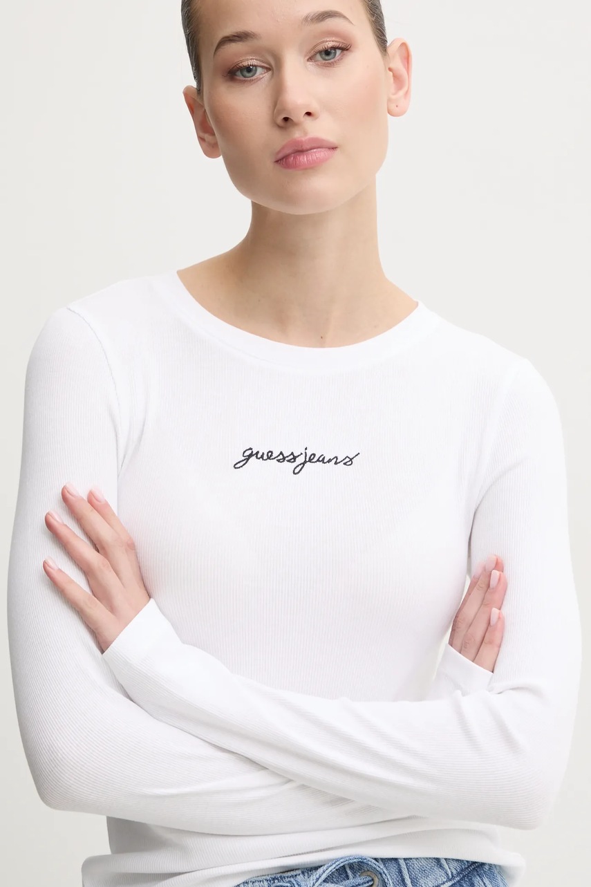 Лонгслів Guess Jeans жіночий колір білий W5RI58 KA0H1 