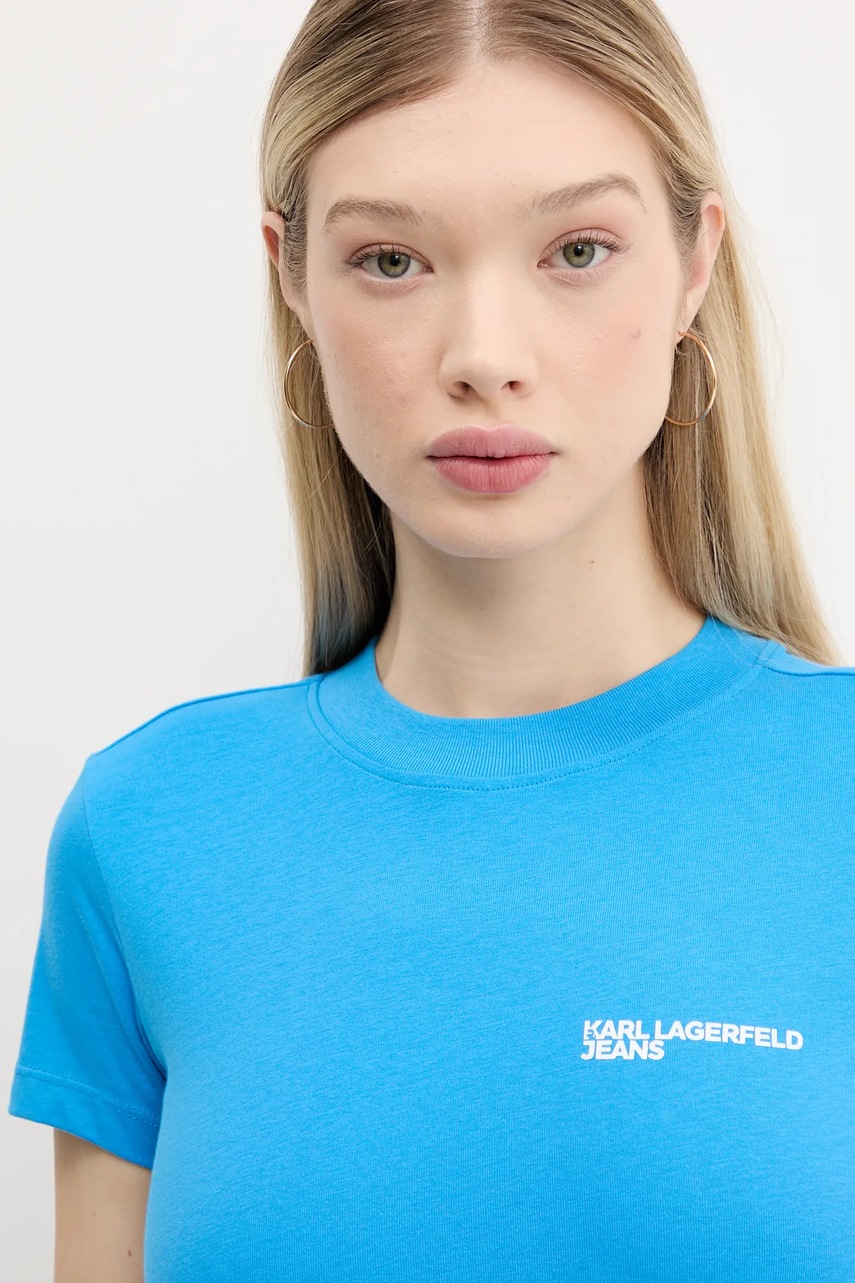 Βαμβακερό μπλουζάκι Karl Lagerfeld Jeans γυναικείο, χρώμα: μπλε, A1W17004 φωτογραφία