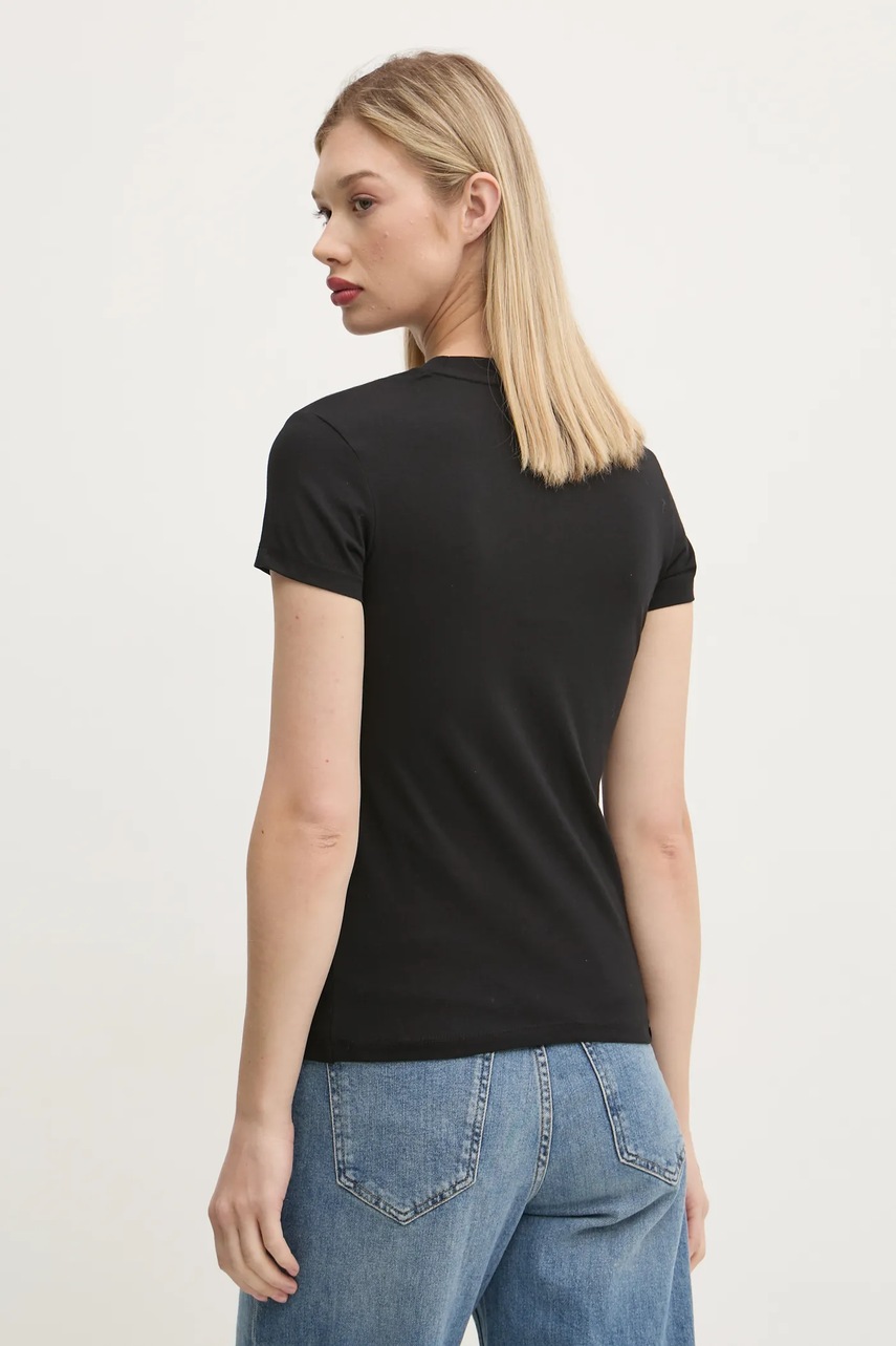 Βαμβακερό μπλουζάκι Karl Lagerfeld Jeans γυναικείο, χρώμα: μαύρο, A1W17004 φωτογραφία