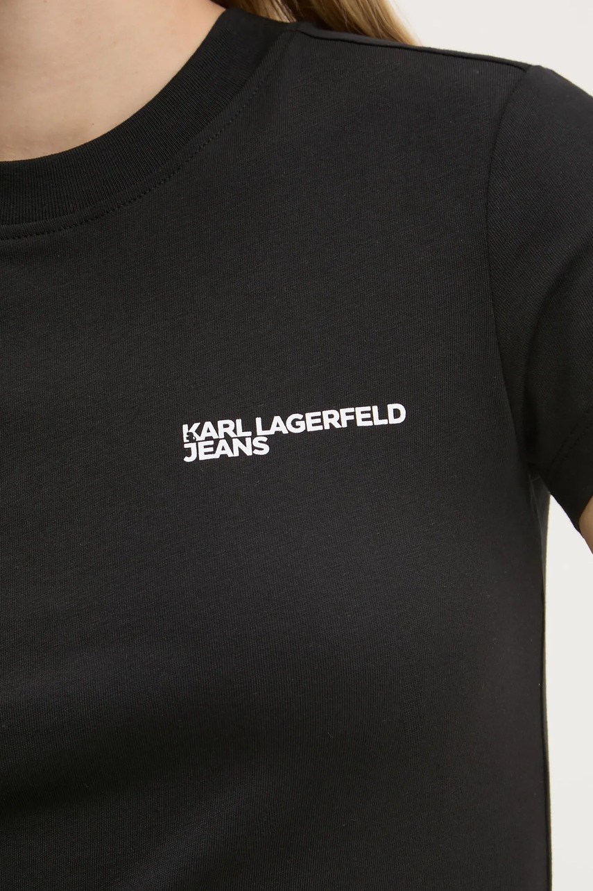 Βαμβακερό μπλουζάκι Karl Lagerfeld Jeans γυναικείο, χρώμα: μαύρο, A1W17004 φωτογραφία