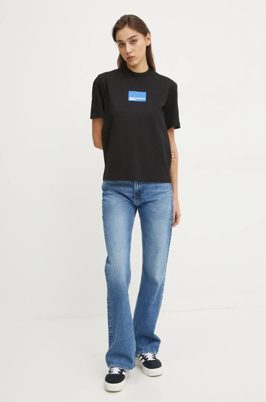 Хлопковая футболка Karl Lagerfeld Jeans женская цвет чёрный A1W17006 Хлопковая футболка Karl Lagerfeld Jeans женская цвет чёрный A1W17006