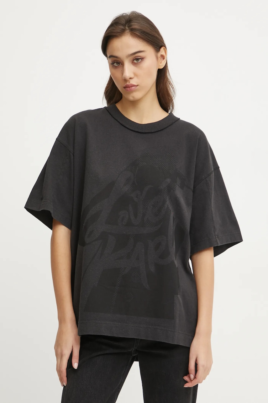 Karl Lagerfeld Jeans tricou din bumbac femei, culoarea negru, A1W17147 Karl Lagerfeld Jeans tricou din bumbac femei, culoarea negru, A1W17147