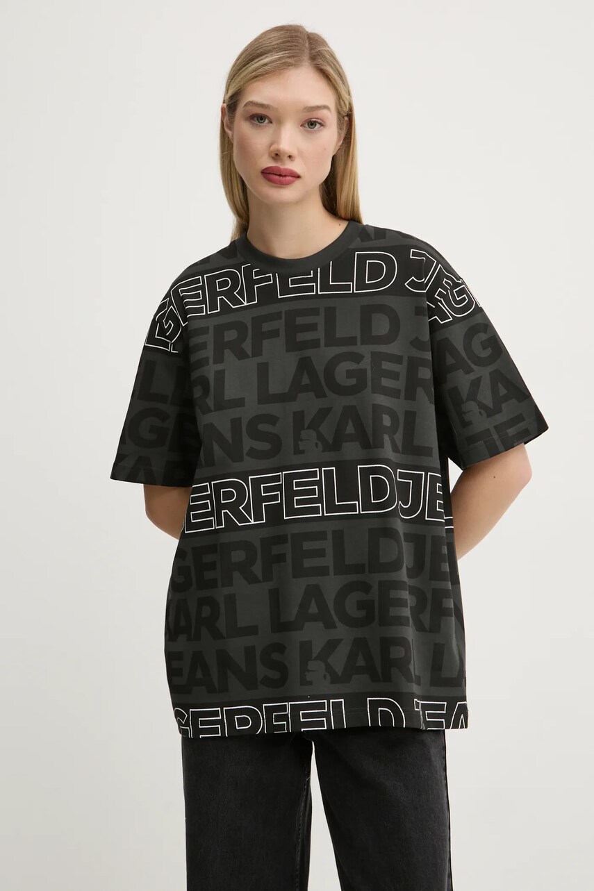 Karl Lagerfeld Jeans tricou din bumbac femei, culoarea gri, A1W17110