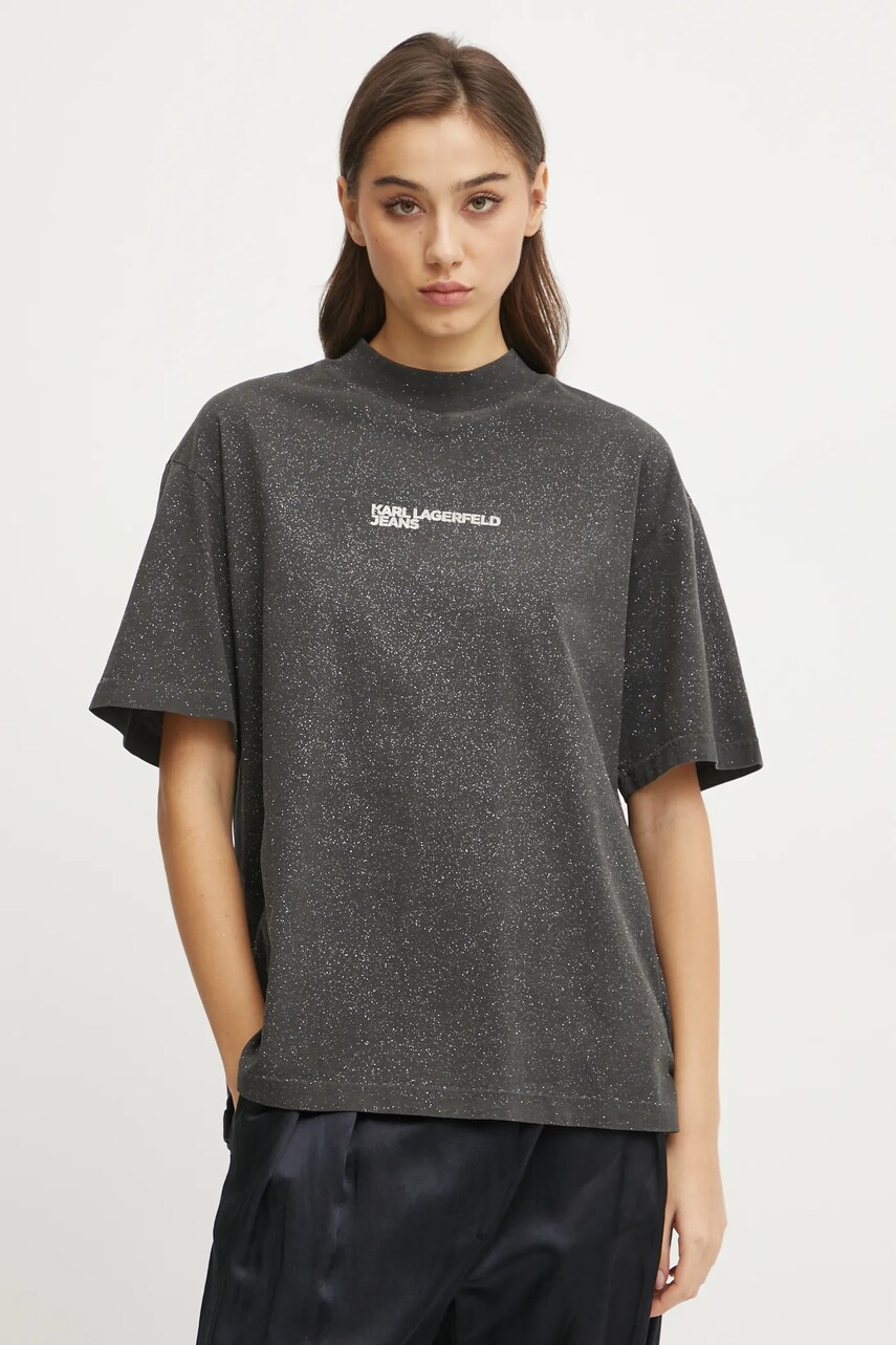 Karl Lagerfeld Jeans tricou din bumbac femei, culoarea gri, A1W17036