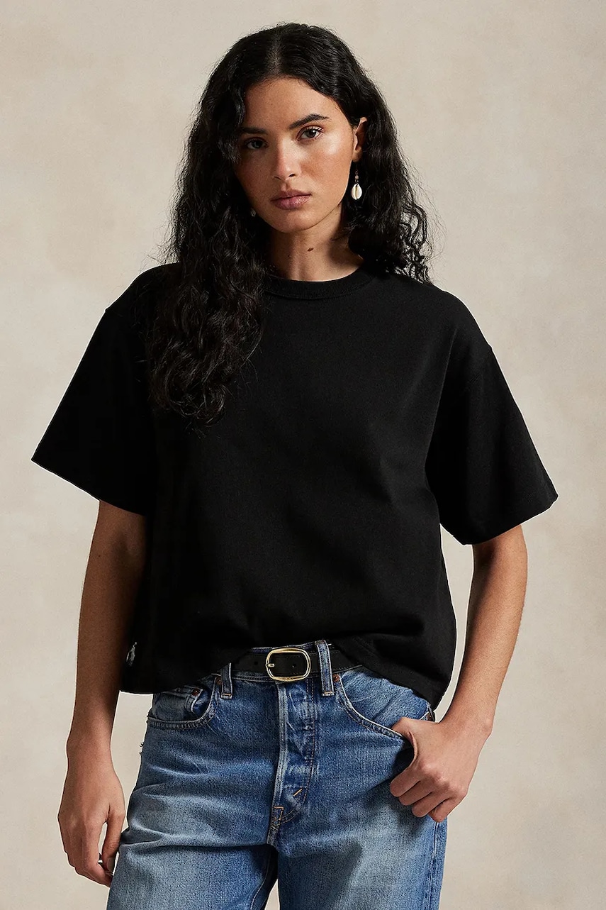 Levně Bavlněné tričko Polo Ralph Lauren černá barva, 211967106